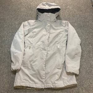 The North Face Coat Parka Light Gray White Jacket Hooded Lined Womens Small